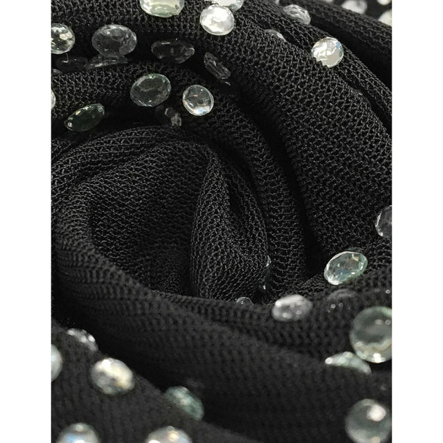 Black Mesh Rhinestone See Through Long Sleeve Maxi Dress TQK311243-2