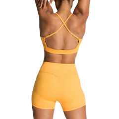 Orange Back Criss Yoga Bra with Shorts Set TQL710038-14