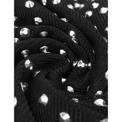 Black Rhinestone High Split Single Sling Dress TQK310857-2