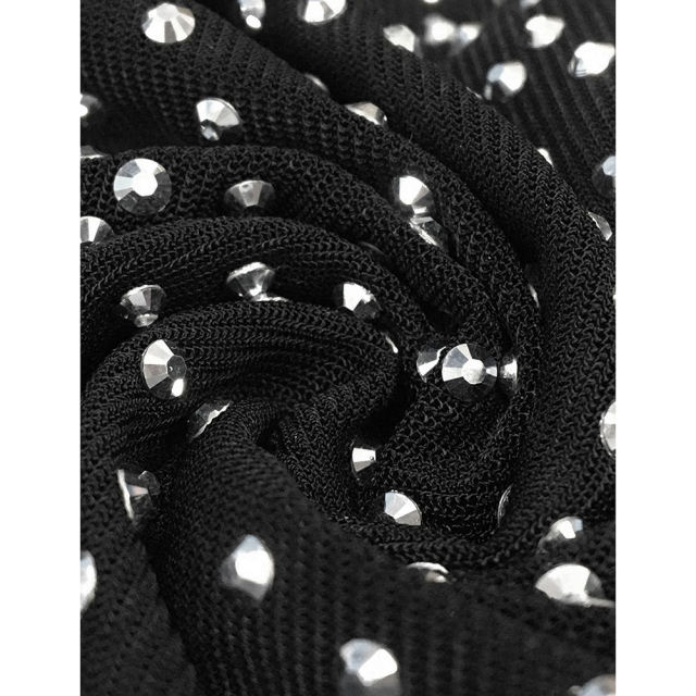 Black Rhinestone High Split Single Sling Dress TQK310857-2