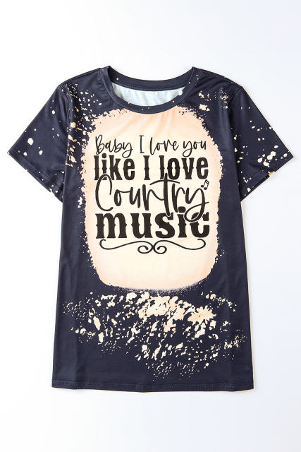 Black Baby I Love You Like I Love t Country music Graphic Tee LC25220287-2