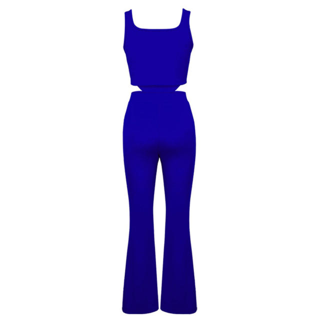 Blue Sleeveless Crop Top with Split Pant Set TQG71001-5