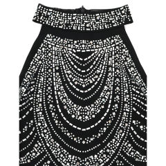 Black Halter Rhinestone Tasseled Bodycon Dress TQK311239-2