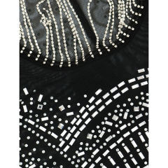 Black Halter Rhinestone Tasseled Bodycon Dress TQK311239-2