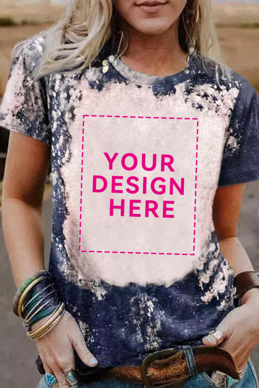 Multicolor Blank Apparel- Western Fashion Bleached Tie-dye T-shirt LC25220663-22