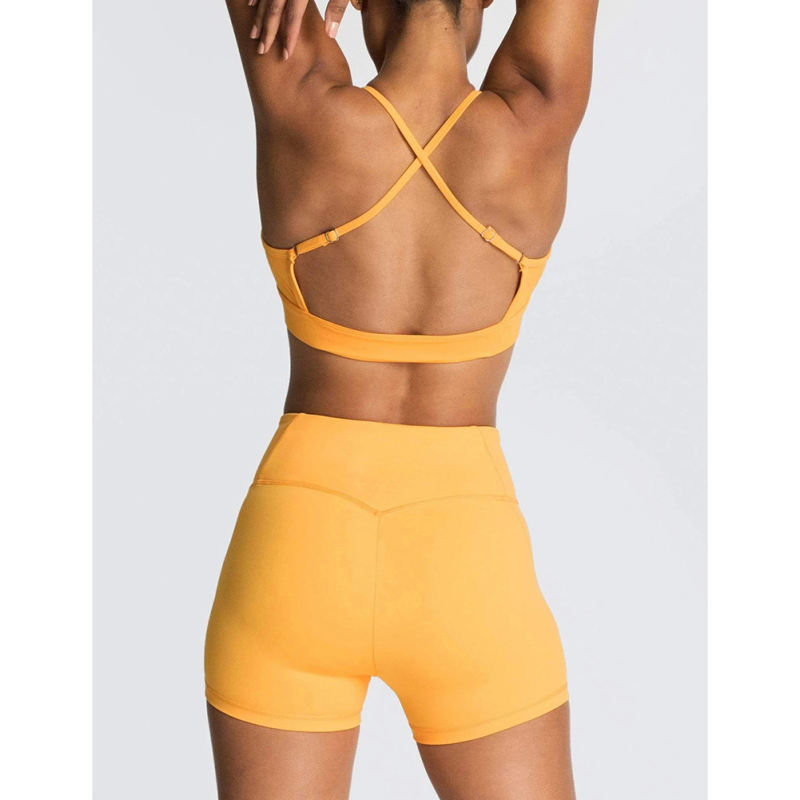 Orange Back Criss Yoga Bra with Shorts Set TQL710038-14