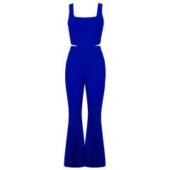 Blue Sleeveless Crop Top with Split Pant Set TQG71001-5