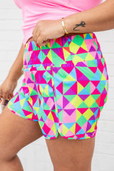 Multicolor-2 Pink Leopard High Waisted Athletic Shorts LC731248-1022