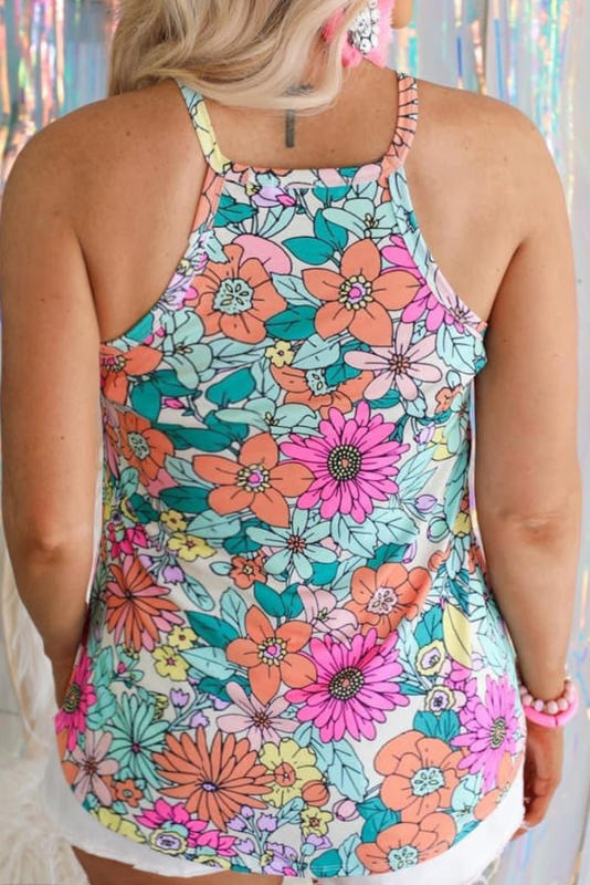 Multicolor Plus Size Floral Print Tank Top PL256226-22