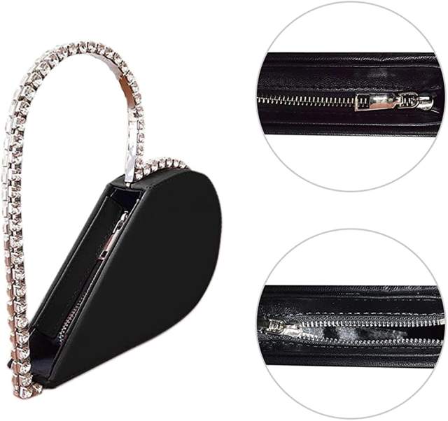 Black Heart Shaped Party Evening Clutch Bags with Crystal H21238-2