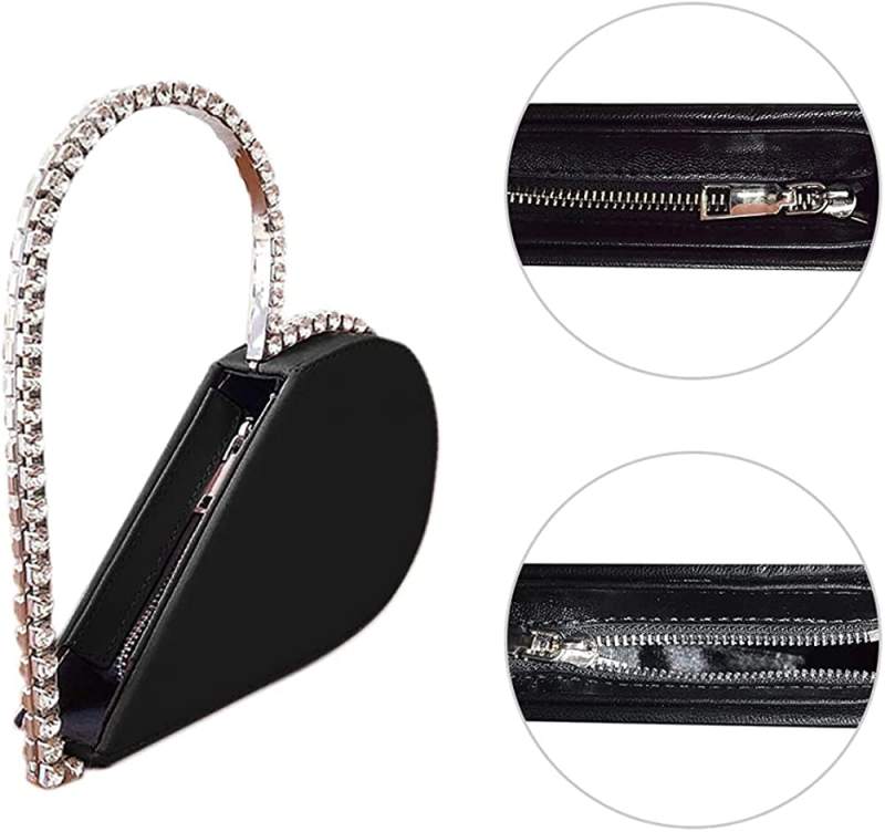 Black Heart Shaped Party Evening Clutch Bags with Crystal H21238-2