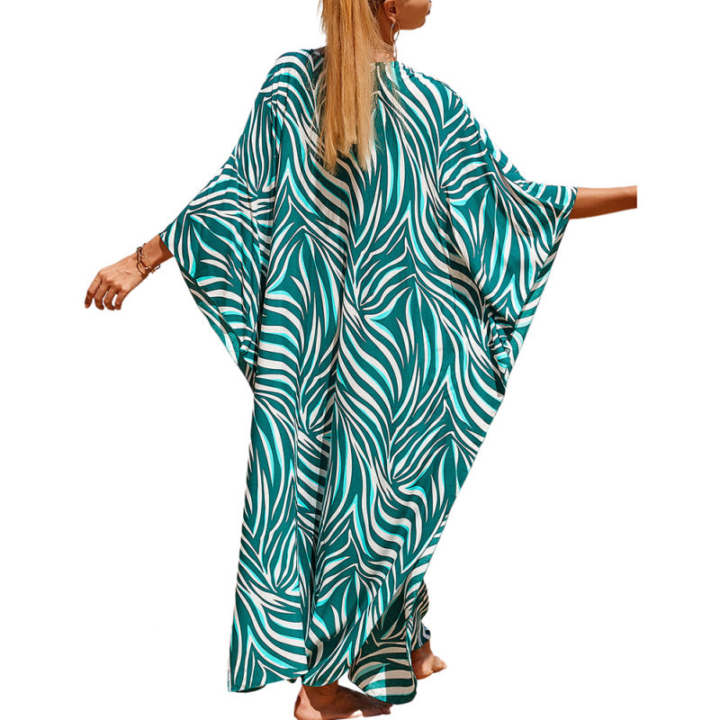 Light Green Print Long Kinimo Beachwear TQL310062-28