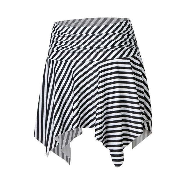 Black White Pleated Irregular High Waist Beach Culottes TQK630011-37