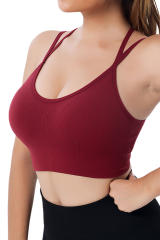 red Ribbed Knit Strappy Back Yoga Bra LC264384-3