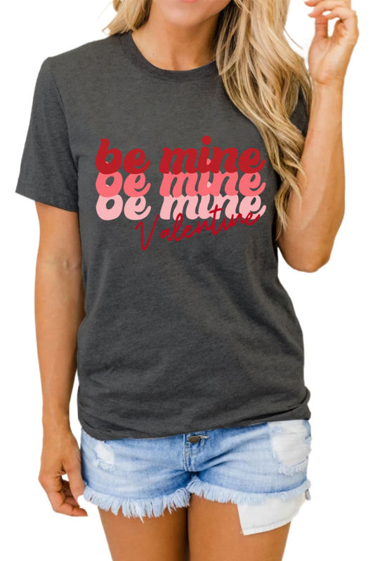 Gray Valentine Be Mine Crewneck Short Sleeve Tee LC25213860-11