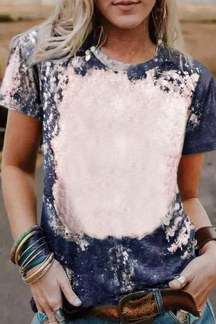 Multicolor Blank Apparel- Western Fashion Bleached Tie-dye T-shirt LC25220663-22