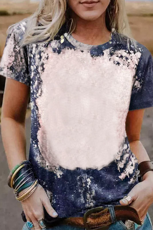 Multicolor Blank Apparel- Western Fashion Bleached Tie-dye T-shirt LC25220663-22