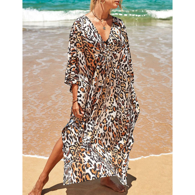 Leopard Print Long Kinimo Beachwear TQL310062-20