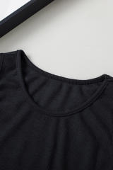Black Seamless Sleeveless Rib Knit Crop Top LC2565159-2