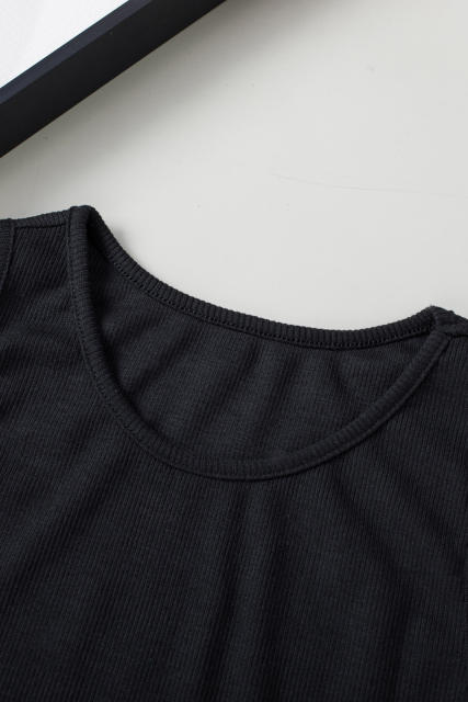 Black Seamless Sleeveless Rib Knit Crop Top LC2565159-2