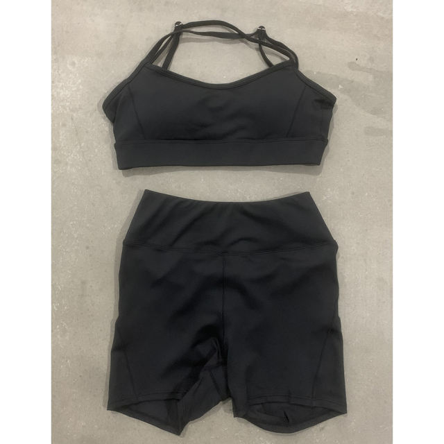 Black Back Criss Yoga Bra with Shorts Set TQL710038-2
