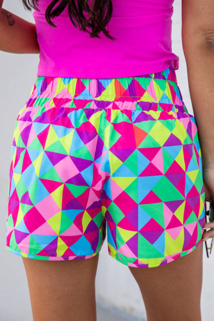 Multicolor-2 Pink Leopard High Waisted Athletic Shorts LC731248-1022