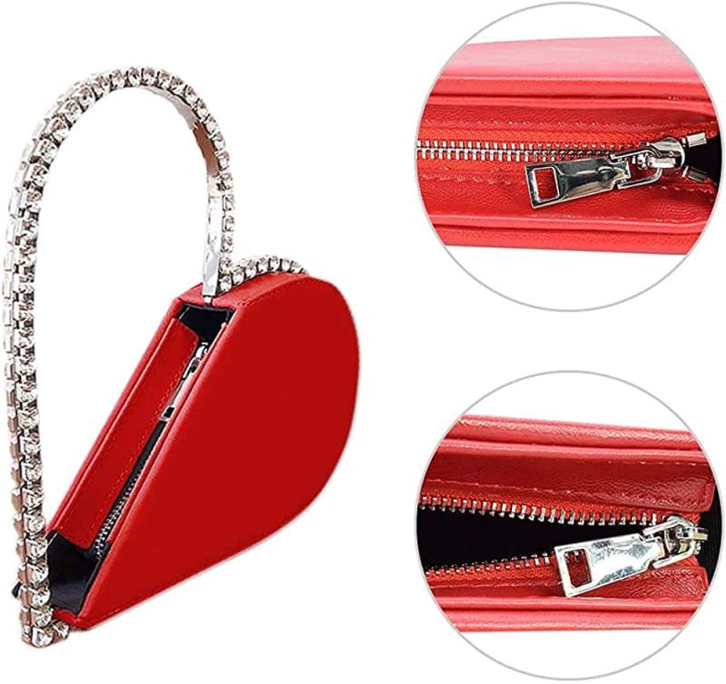 Red Heart Shaped Party Evening Clutch Bags with Crystal H21238-3