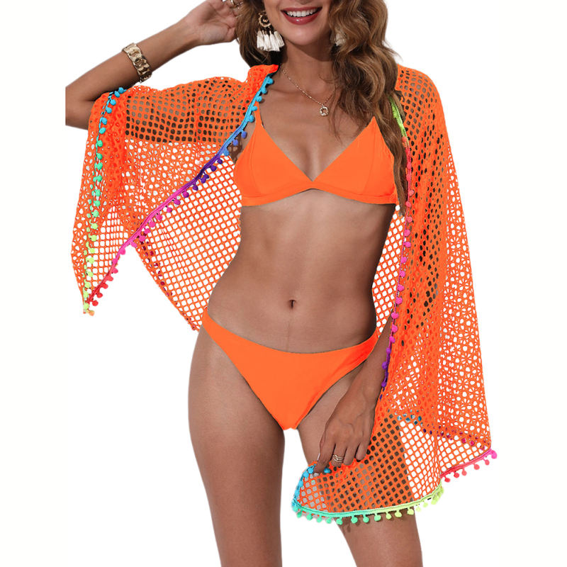 Orange Multi-wear Colorful Tassels Beach Wrap Skirt TQG650001-14