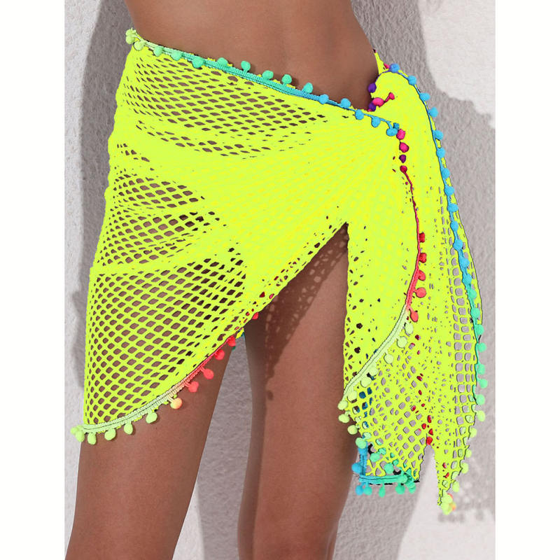 Green Multi-wear Colorful Tassels Beach Wrap Skirt TQG650001-9