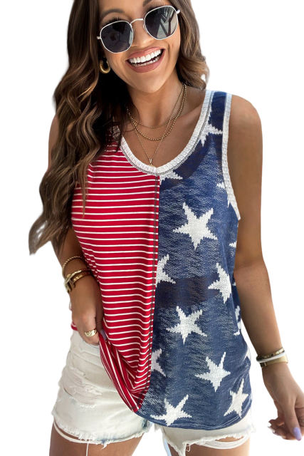 Red American Flag Stars and Stripes Tank Top LC2569557-3