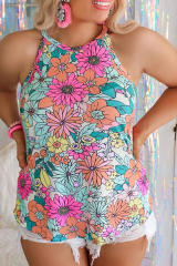 Multicolor Plus Size Floral Print Tank Top PL256226-22