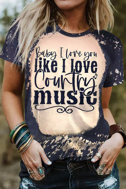 Black Baby I Love You Like I Love t Country music Graphic Tee LC25220287-2