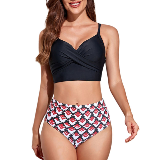 Black Back Crisscross High Waist Bikini Swimsuit TQX610030-2