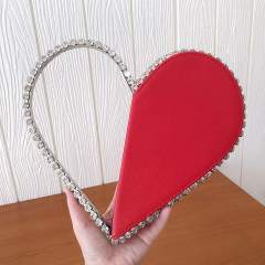 Red Heart Shaped Party Evening Clutch Bags with Crystal H21238-3