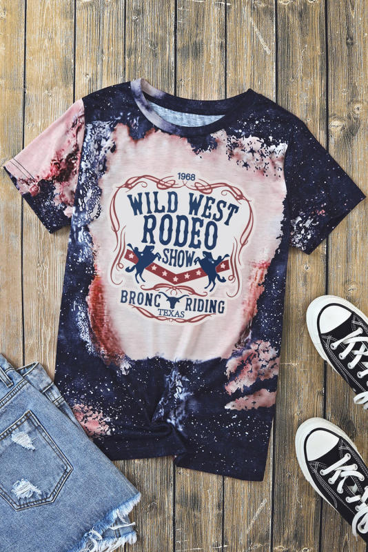 Multicolor WILD WEST RODEO SHOW Graphic Tie-dye Tee LC25221416-22
