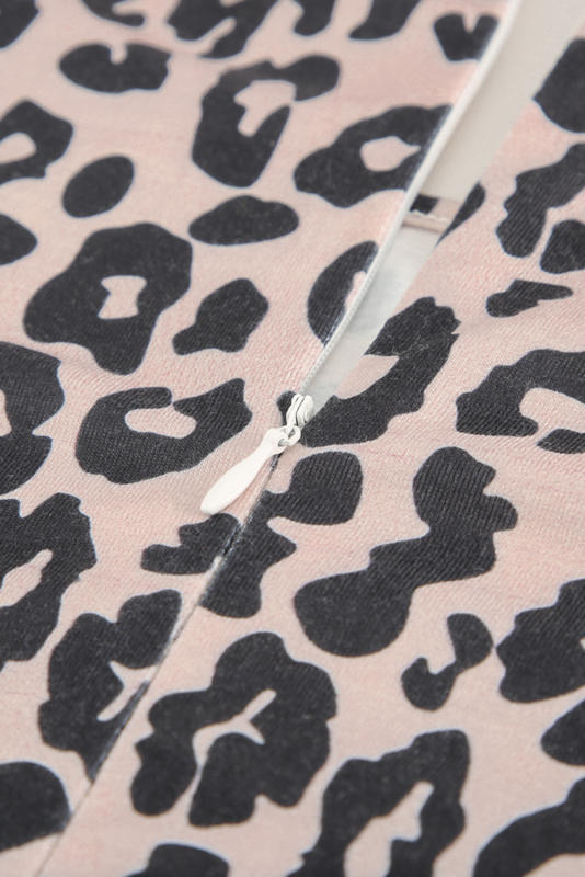 Leopard Print Cut-out Half Sleeve Plus Size Jumpsuit LC643559-20