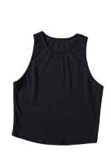 Black Seamless Sleeveless Rib Knit Crop Top LC2565159-2