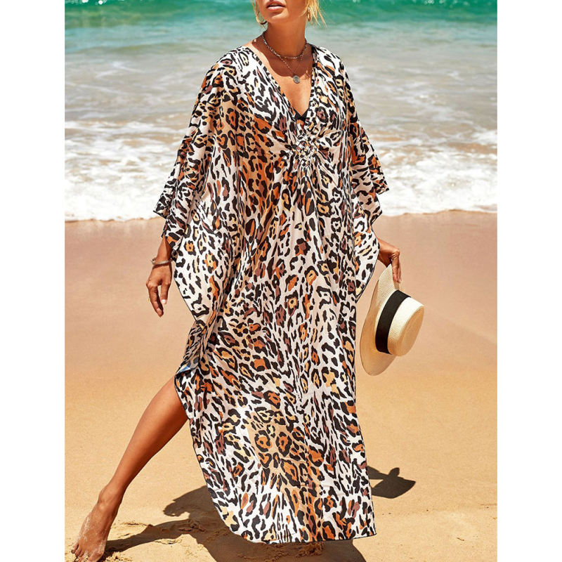 Leopard Print Long Kinimo Beachwear TQL310062-20