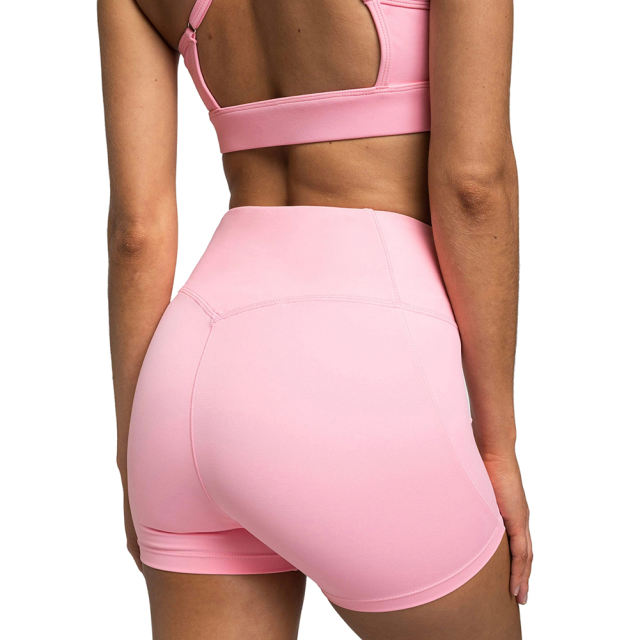 Pink White Back Criss Yoga Bra with Shorts Set TQL710038-10