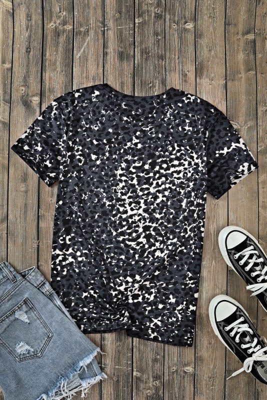 Leopard Blank Apparel- Bleached Leopard Crew Neck T-shirt LC25220738-20