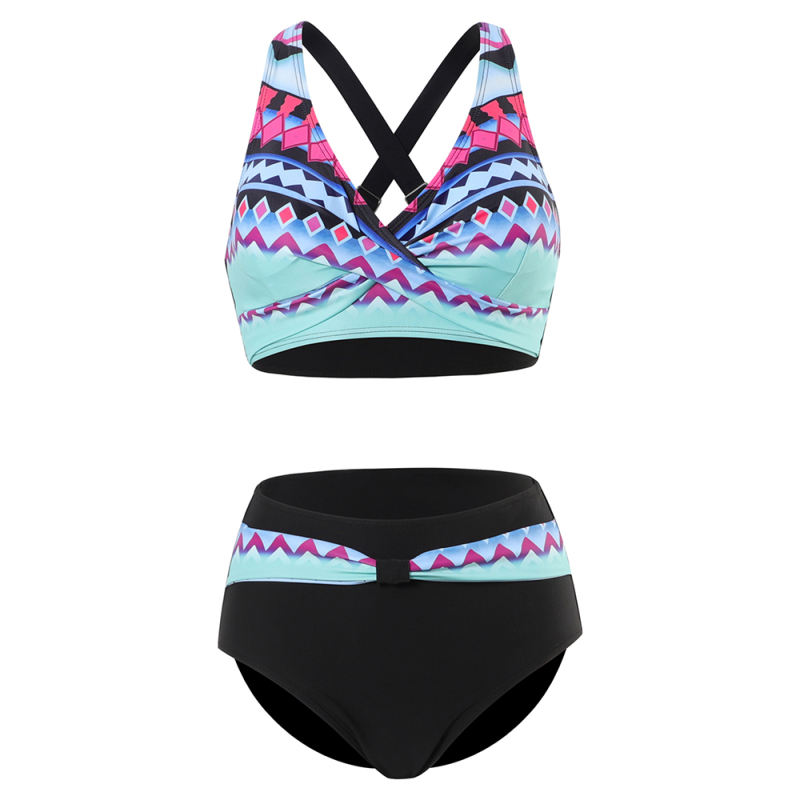 Multicolor Printed Twist Front 2pcs Bikini TQK610289-29