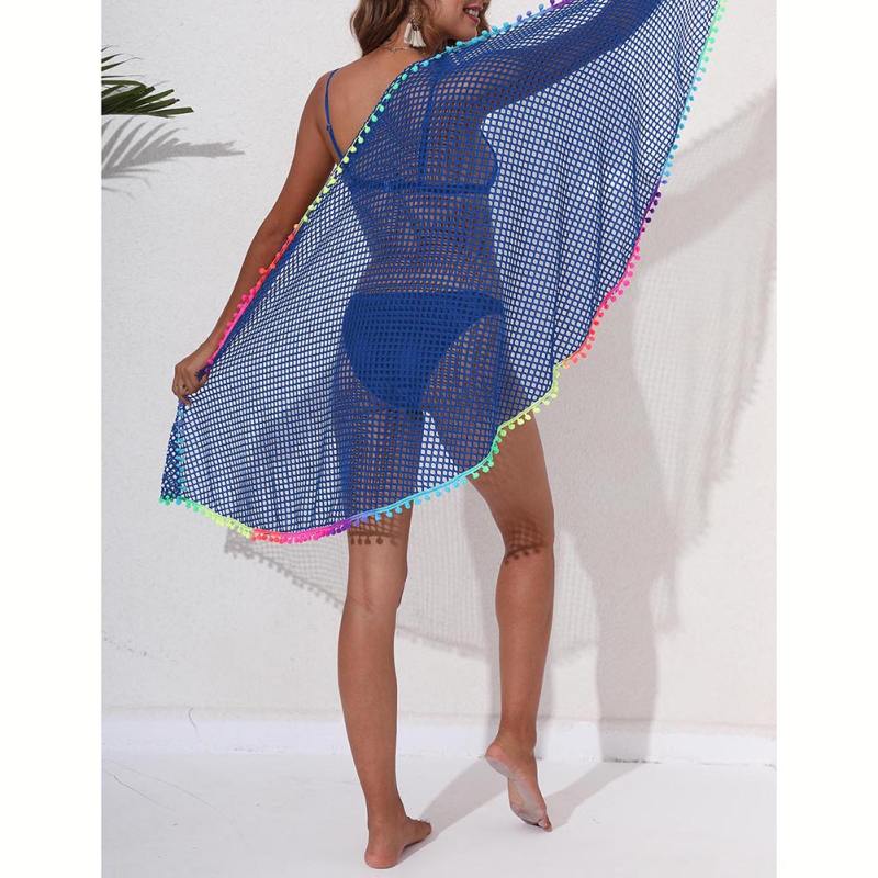 Blue Multi-wear Colorful Tassels Beach Wrap Skirt TQG650001-5
