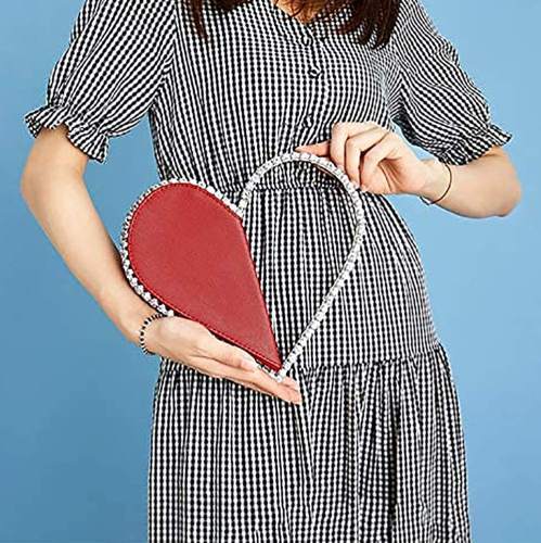 Red Heart Shaped Party Evening Clutch Bags with Crystal H21238-3