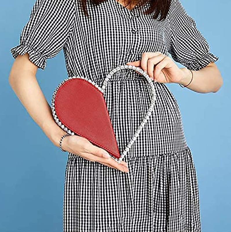 Red Heart Shaped Party Evening Clutch Bags with Crystal H21238-3