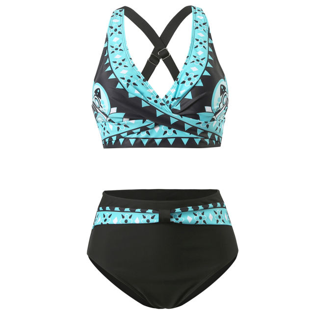Aquamarine Printed Twist Front 2pcs Bikini TQK610289-45