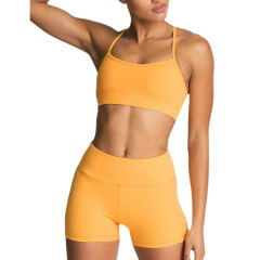 Orange Back Criss Yoga Bra with Shorts Set TQL710038-14