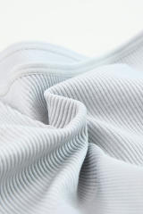 Gray Single Split Shoulder Ribbed Cropped Sports Top LC264429-11