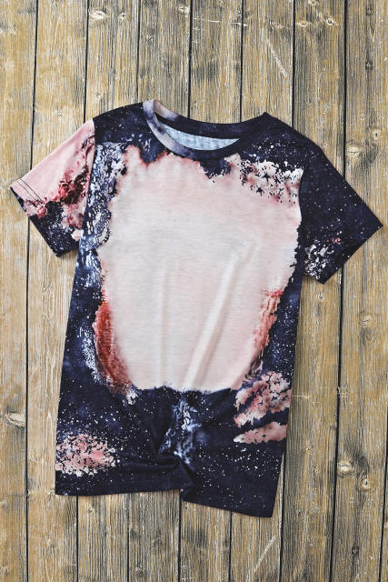 Multicolor Blank Apparel- Western Fashion Bleached Tie-dye T-shirt LC25220663-22