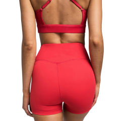 Red Back Criss Yoga Bra with Shorts Set TQL710038-3