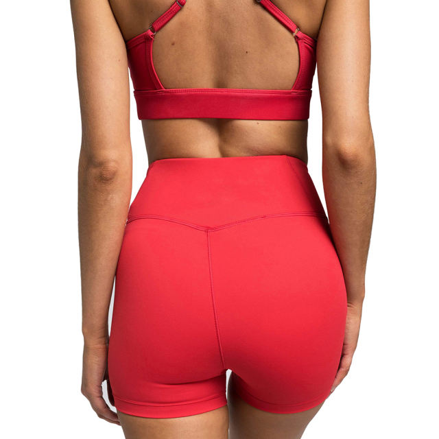 Red Back Criss Yoga Bra with Shorts Set TQL710038-3